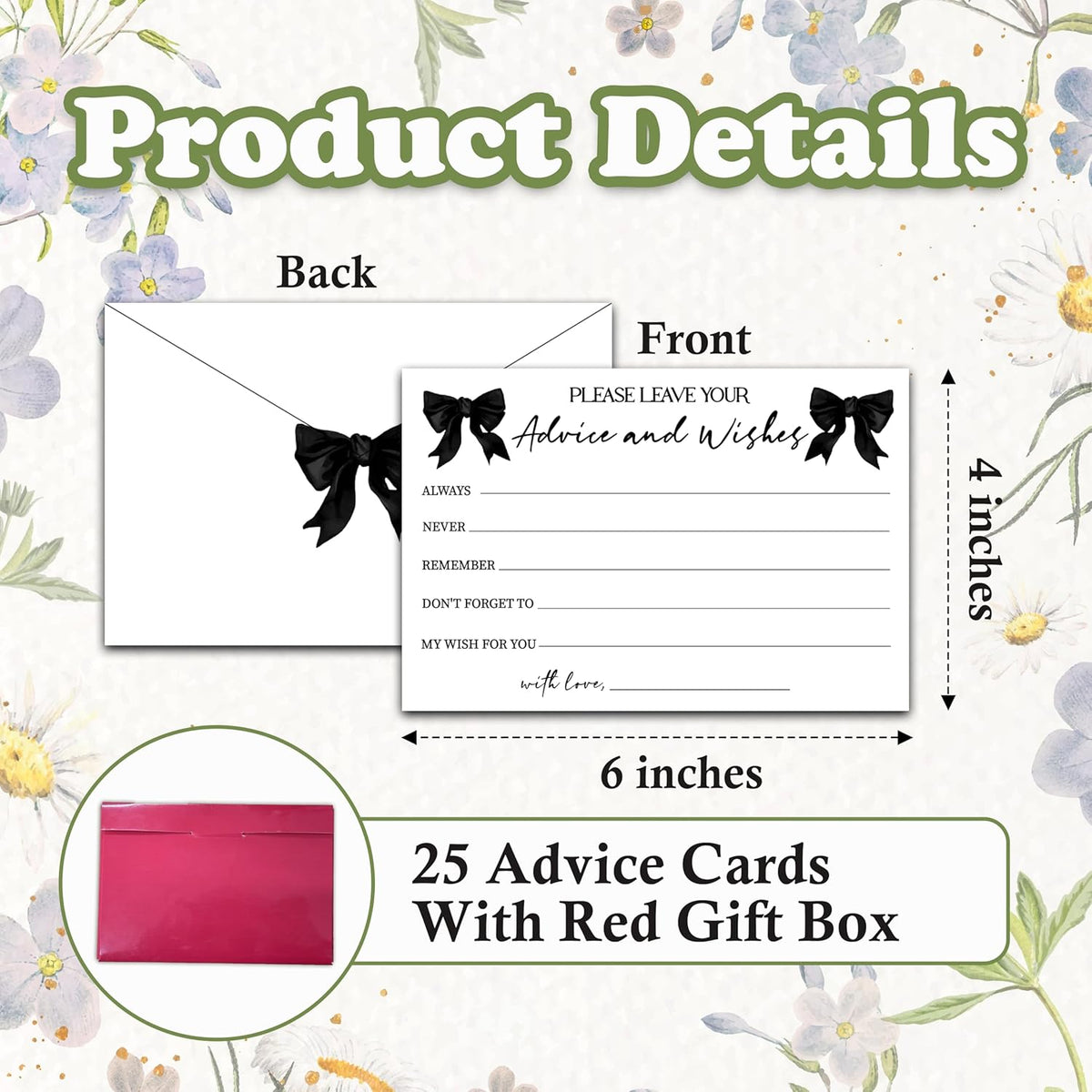 Advice And Wishes Cards (25pcs), Black Bow Advice Cards For Mr And Mrs, Bride And Groom, New