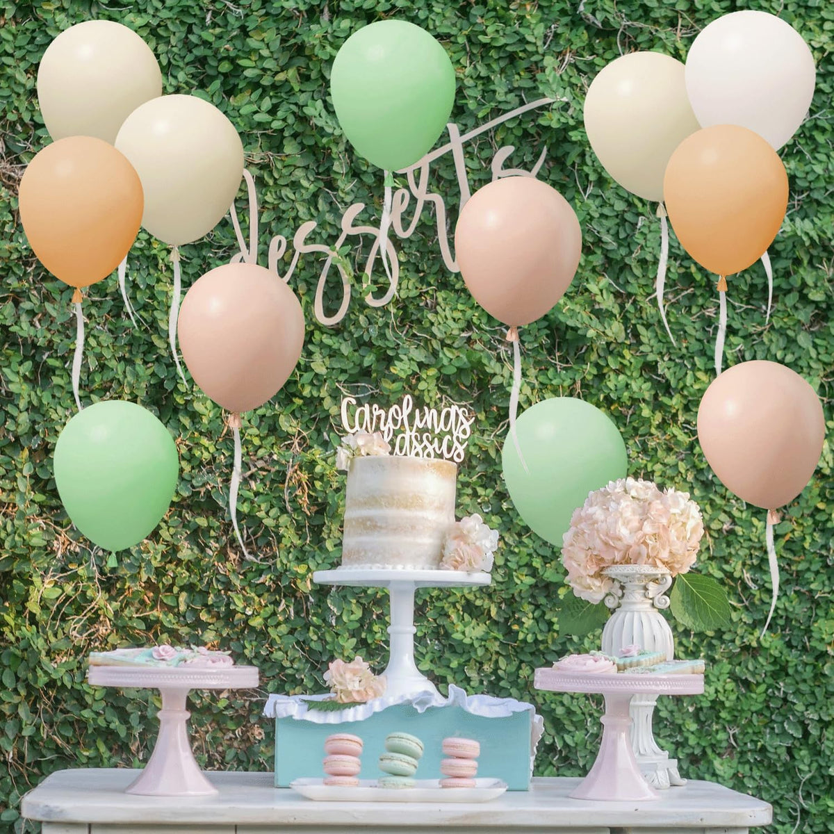 Pink and Dusty Green Balloons,50Pcs 12 Inch Brown Nude Boho White balloons Balloons, with Ribbon