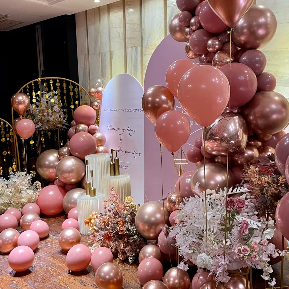 90pack Retro Pink Balloons Different Size 18/12/10/5 Inch Pink Balloon Garland Arch Kit for