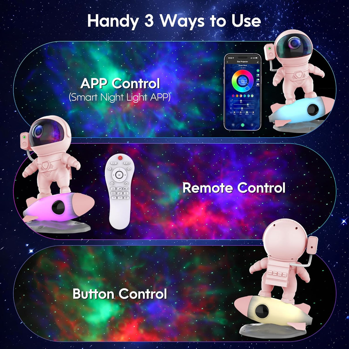 FlyEagle Astronaut Galaxy Projector, Star Nebula Projector with Rocket Lamp, Night Lights LED Star