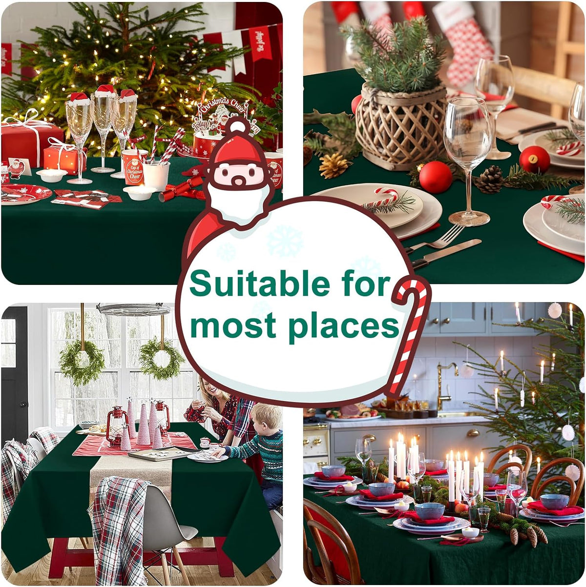 Hiasan Square Tablecloth - Spillproof and Waterproof Washable Table Cloth for Dining Room Kitchen