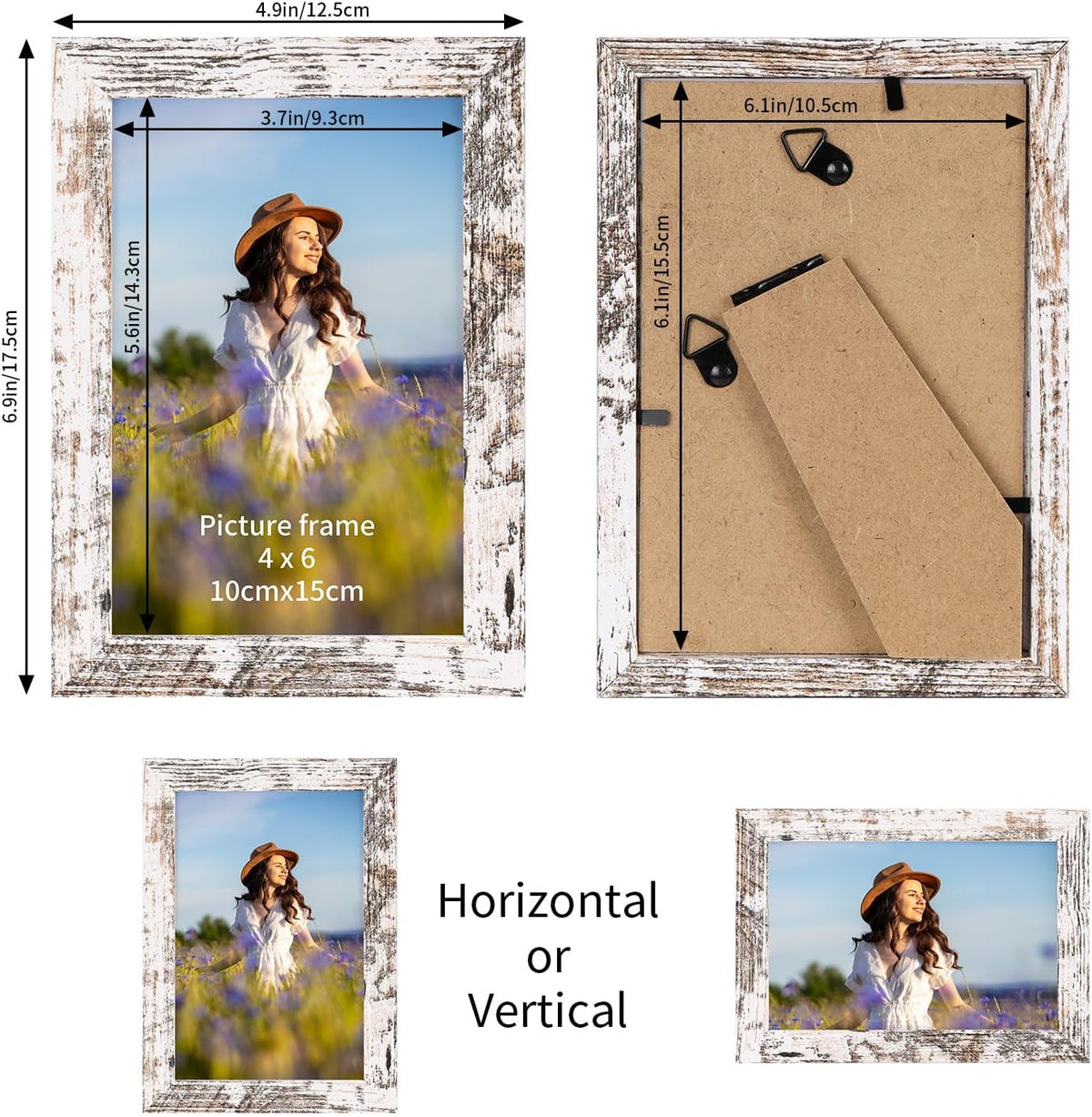 PETAFLOP Wooden Bulk 4x6 Picture Frame Set of 18, White Distressed Photo Frames Fits 4 by 6 for