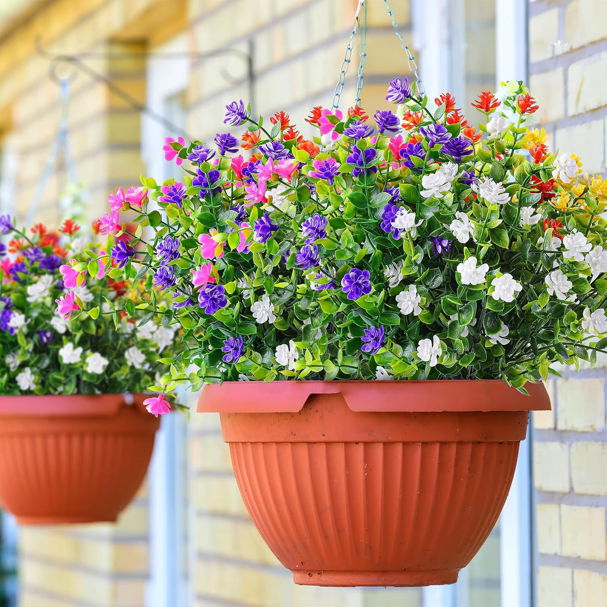 AmyHomie 20 Bundles Artificial Flowers for Outdoor Outside Spring Summer Decoration UV Resistant