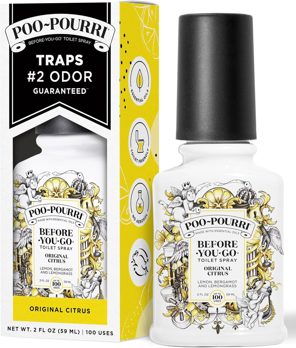 Poo-Pourri Before-You-Go Toilet Spray, Original Citrus, 2 Fl Oz, 2 Pack, Up to 100 Uses, Bathroom