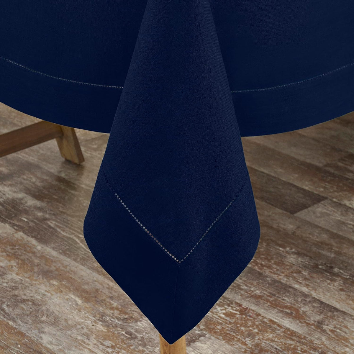 D'Moksha Homes Navy Blue Linen Tablecloth 60 x 108 Inch - 100% Pure Linen Navy Table Cloth for