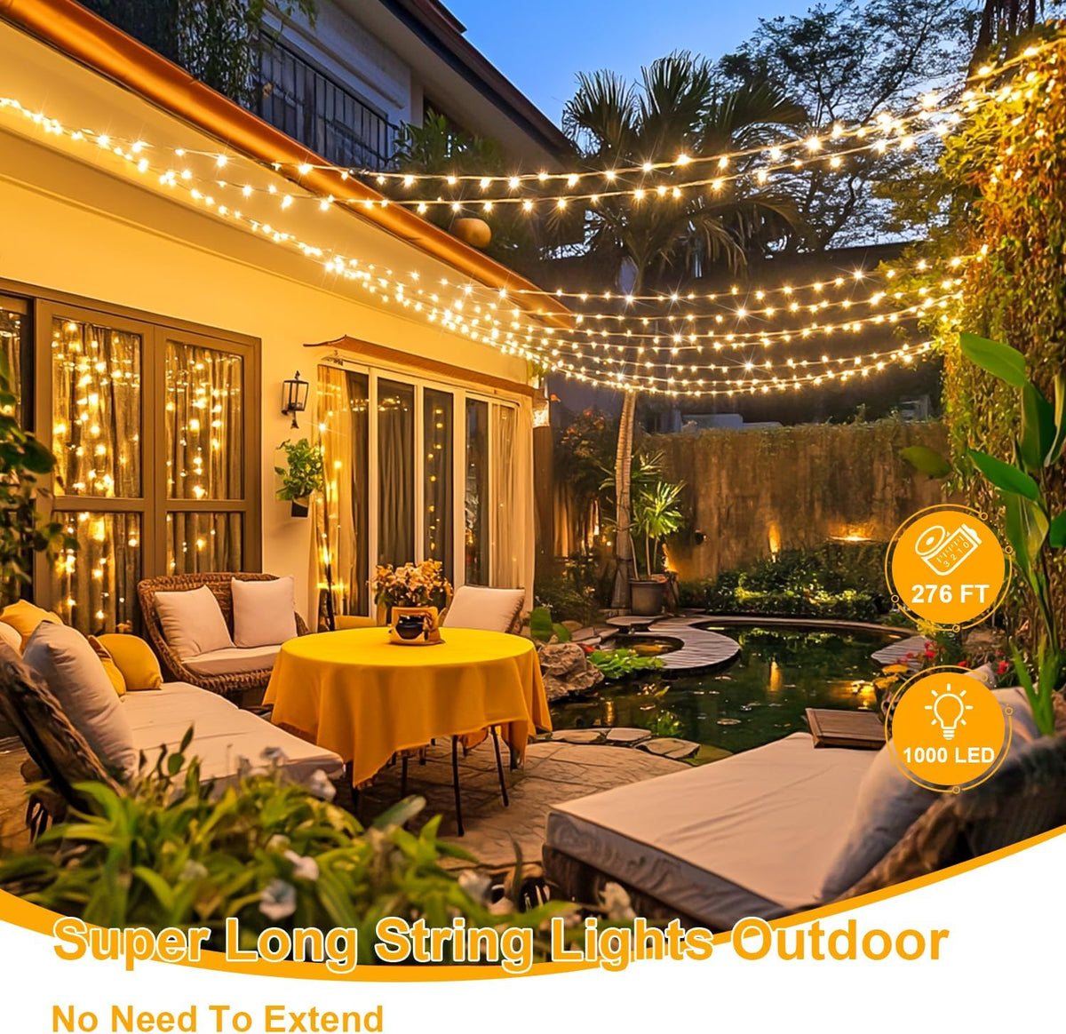 JMEXSUSS 1000 LED Christmas Outdoor String Lights Indoor with Remote 8 Modes Warm White Tree Lights