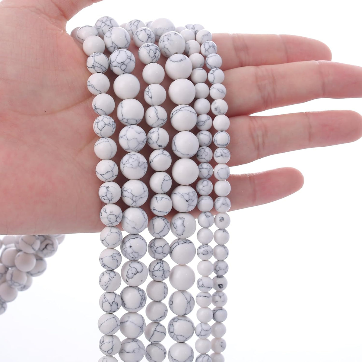 Natural White Turquoise Stone Beads Gemstone Round Crystal Energy Jade Beads Stone Beads for