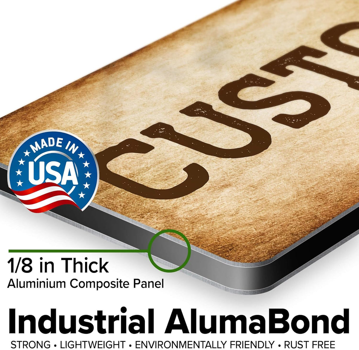 Custom Sign, Custom Street Sign, 11 Font Colors, 13 Font Styles, 4 Hole Options, 22 Sizes, 6x18