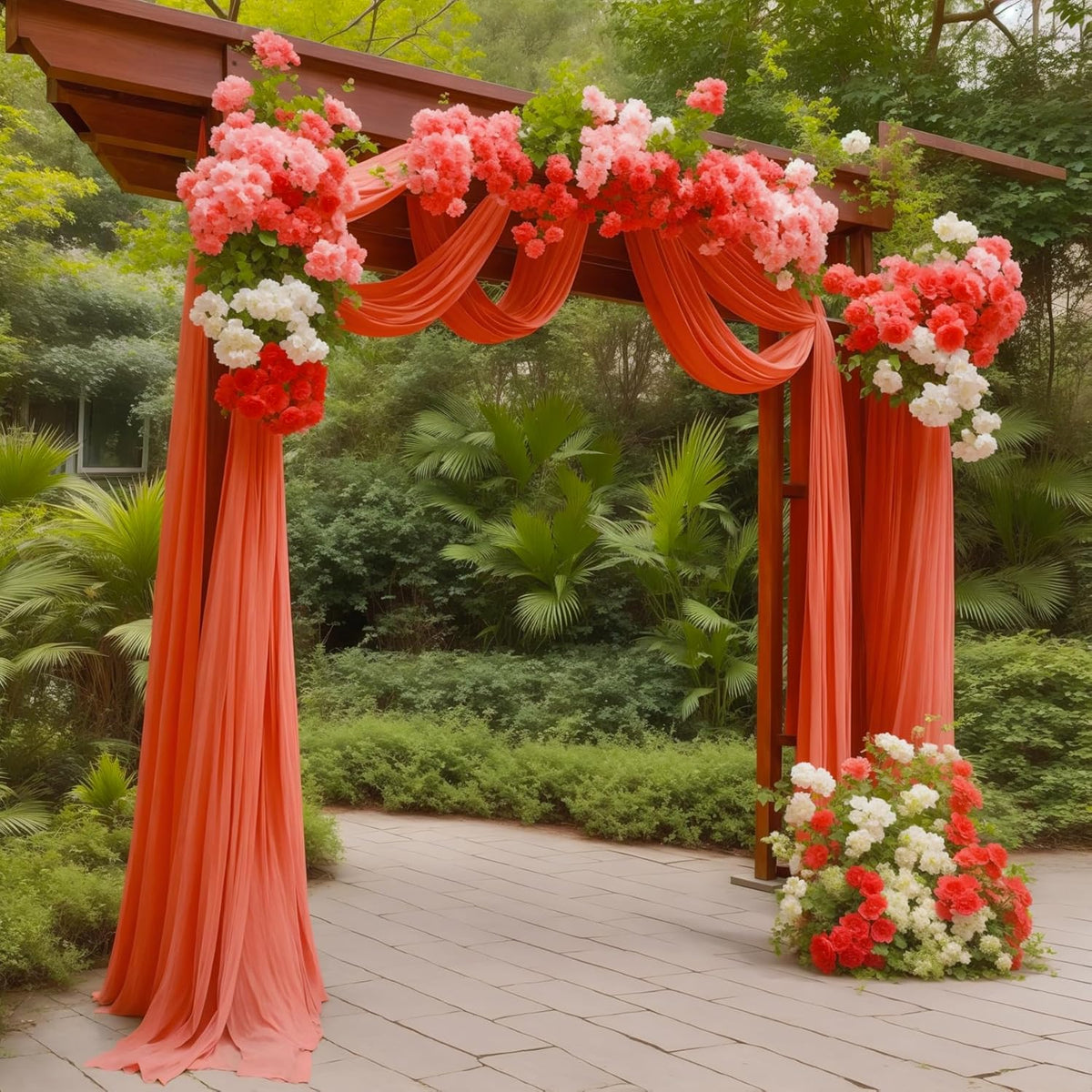 Arch Drapes for Wedding Arch Draping Fabric Terracotta Sheer Backdrop Curtain for Ceremony Bridal