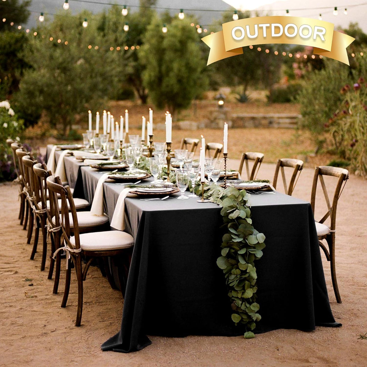 sancua 6 Pack Black Tablecloth 90 x 132 Inch - Rectangle Table Cloth for 6 Feet Tables Stain and