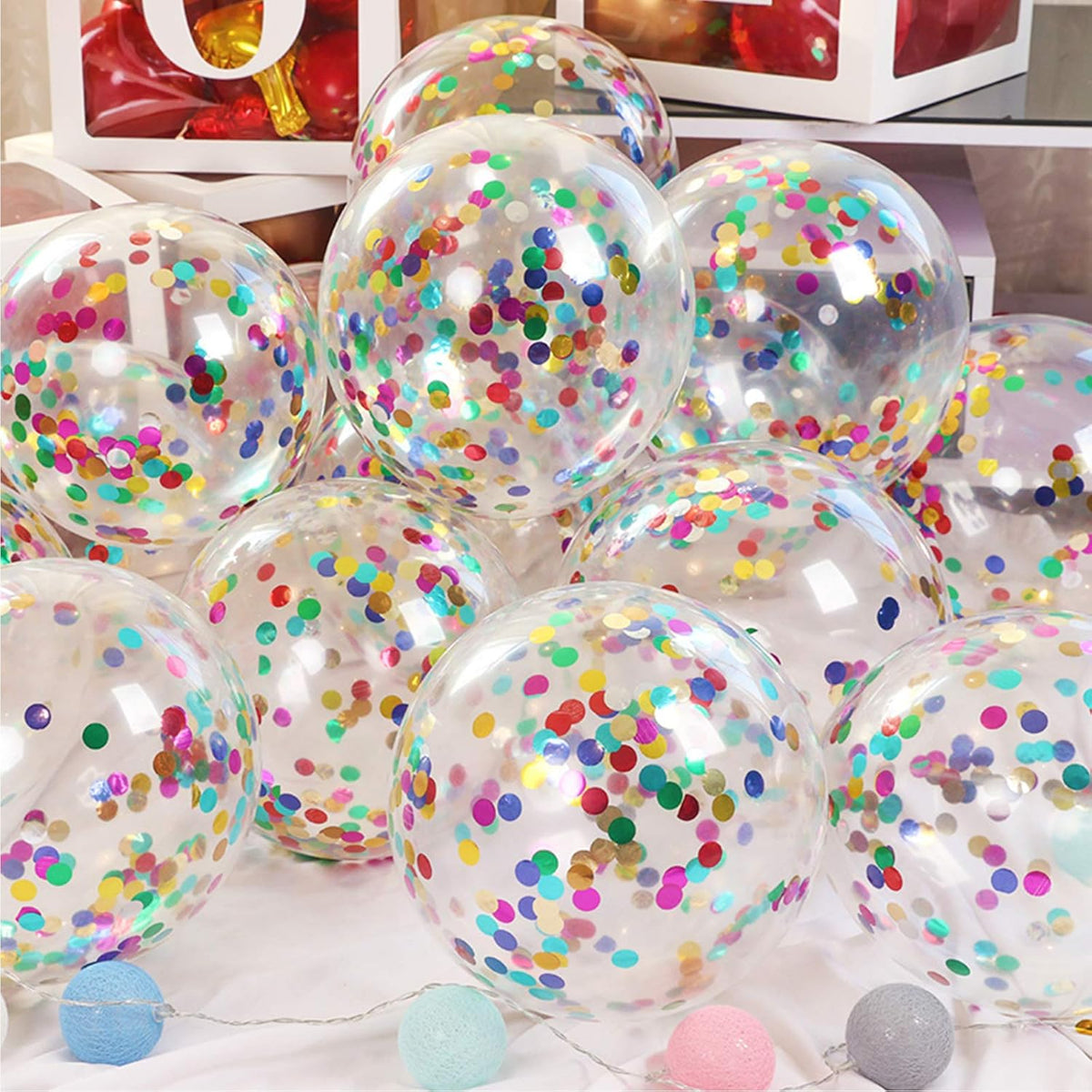 Confetti Balloons 40pack, 12inch Transparent Party Balloons with Colorful Confetti for Graduation