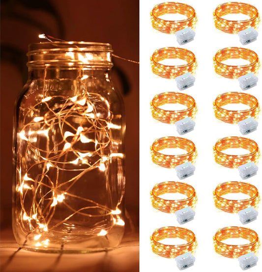ZGWJ 12 Pack Halloween Fairy Lights Battery Operated, 7ft 20 Mini LED Halloween Fairy String Lights