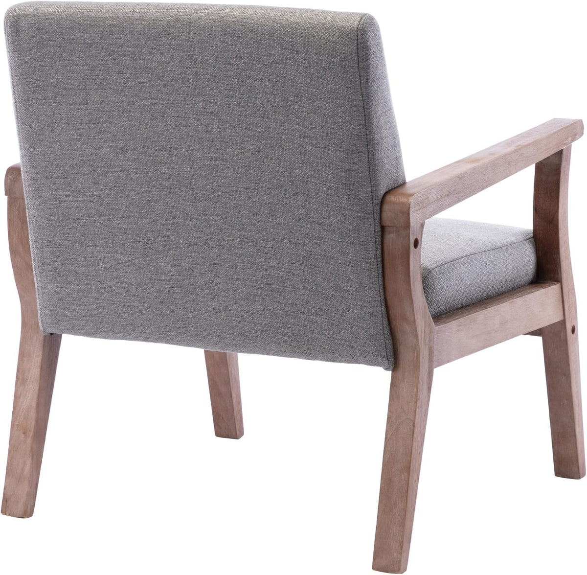 Mid Century Modern Accent Chair Set of 2, Linen Upholstered Living Room Accent Armchair with Wood