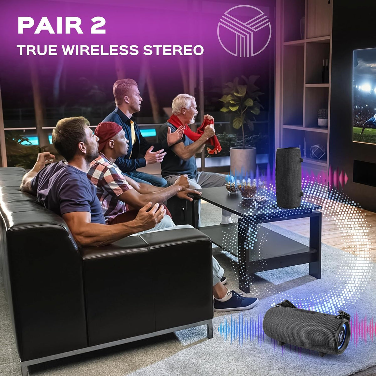 TREBLAB Ultra Loud Wireless Speaker - 60W Stereo Sound with Deep Bass, 20H Playtime, Powerbank
