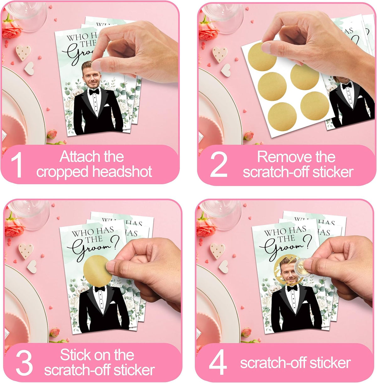 Who Has The Groom Bridal Shower Scratch Off Cards, 41Pcs Funny Floral Wedding Shower Scratch Off