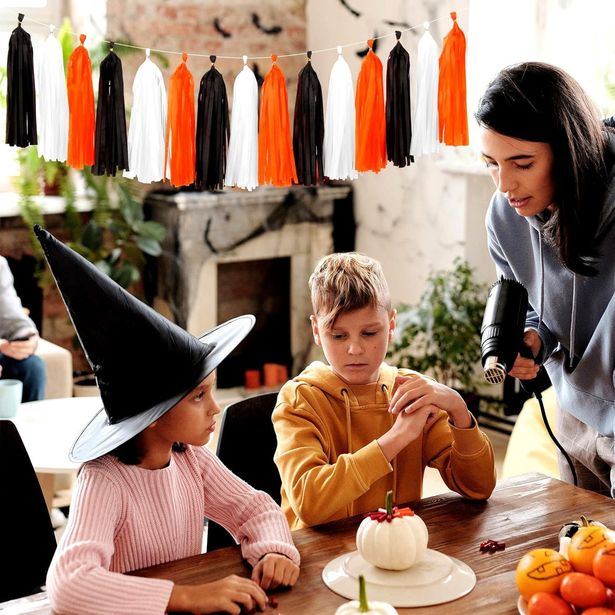 Black-White Orange Halloween Party-Decorations Tassel-Garland - 15pcs Graduation 2025 Supplies