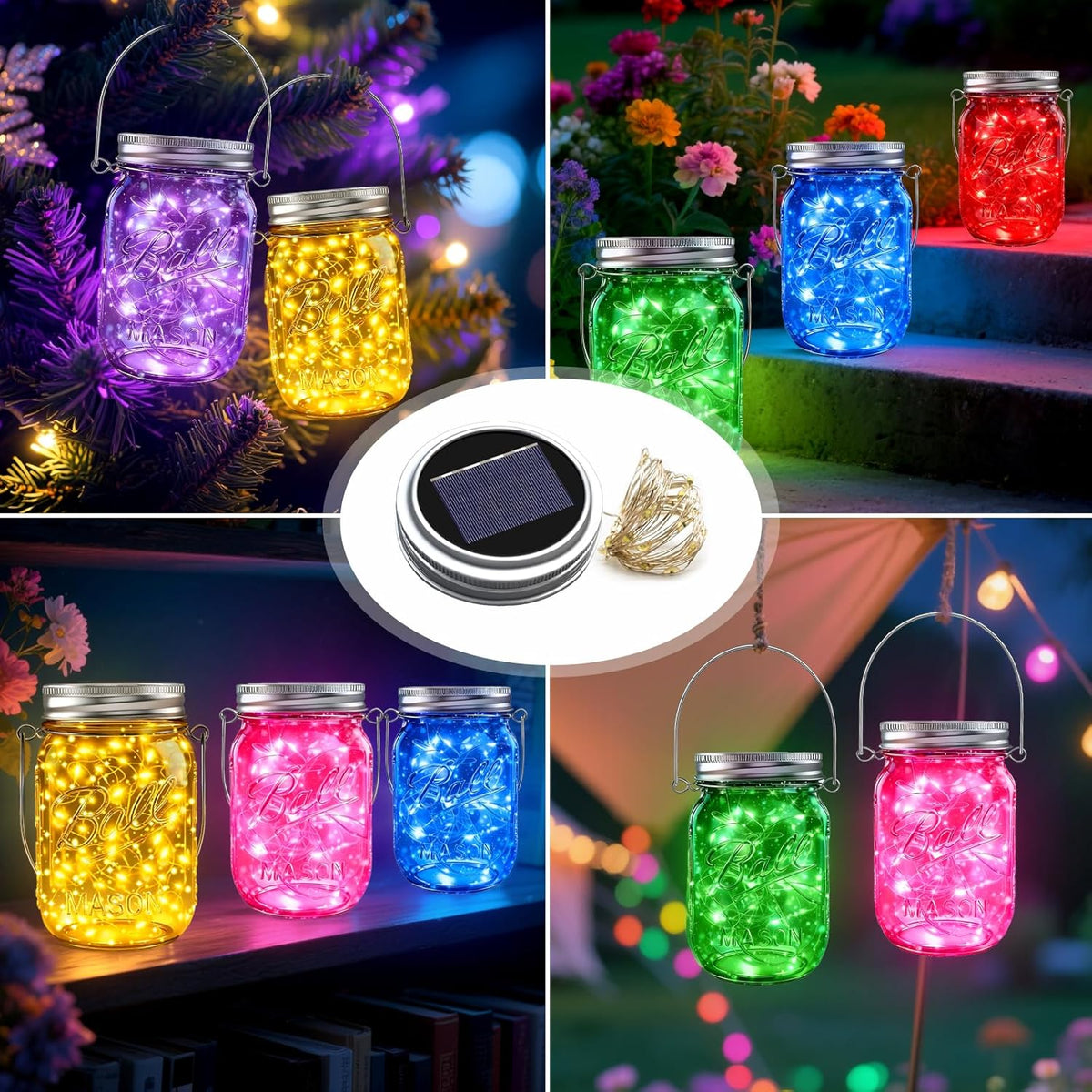 ZNYCYE Mason Jar Solar Lights for Outside, 12 Pack 30LED Fairy Firefly Lights Mason Jar Solar Lids