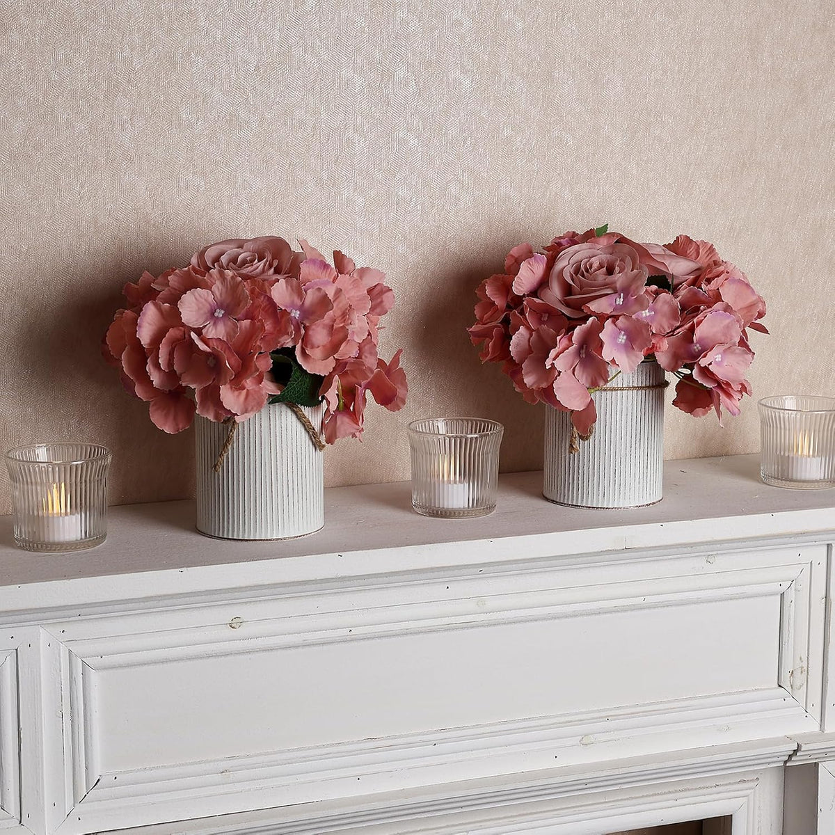 Flower Table Centerpieces - Set of 6 Floral Arrangement Artificial Wedding Hydrangeas Floral