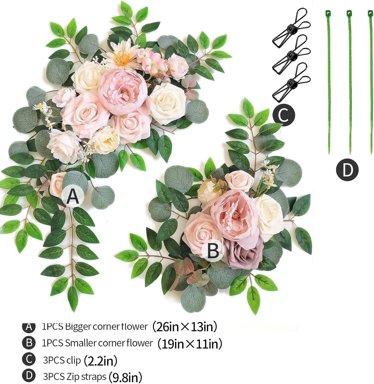 Faux Flower Swag Set of 2 for Wedding Welcome Signs Floral Swag Wedding Reception Ceremony Signs