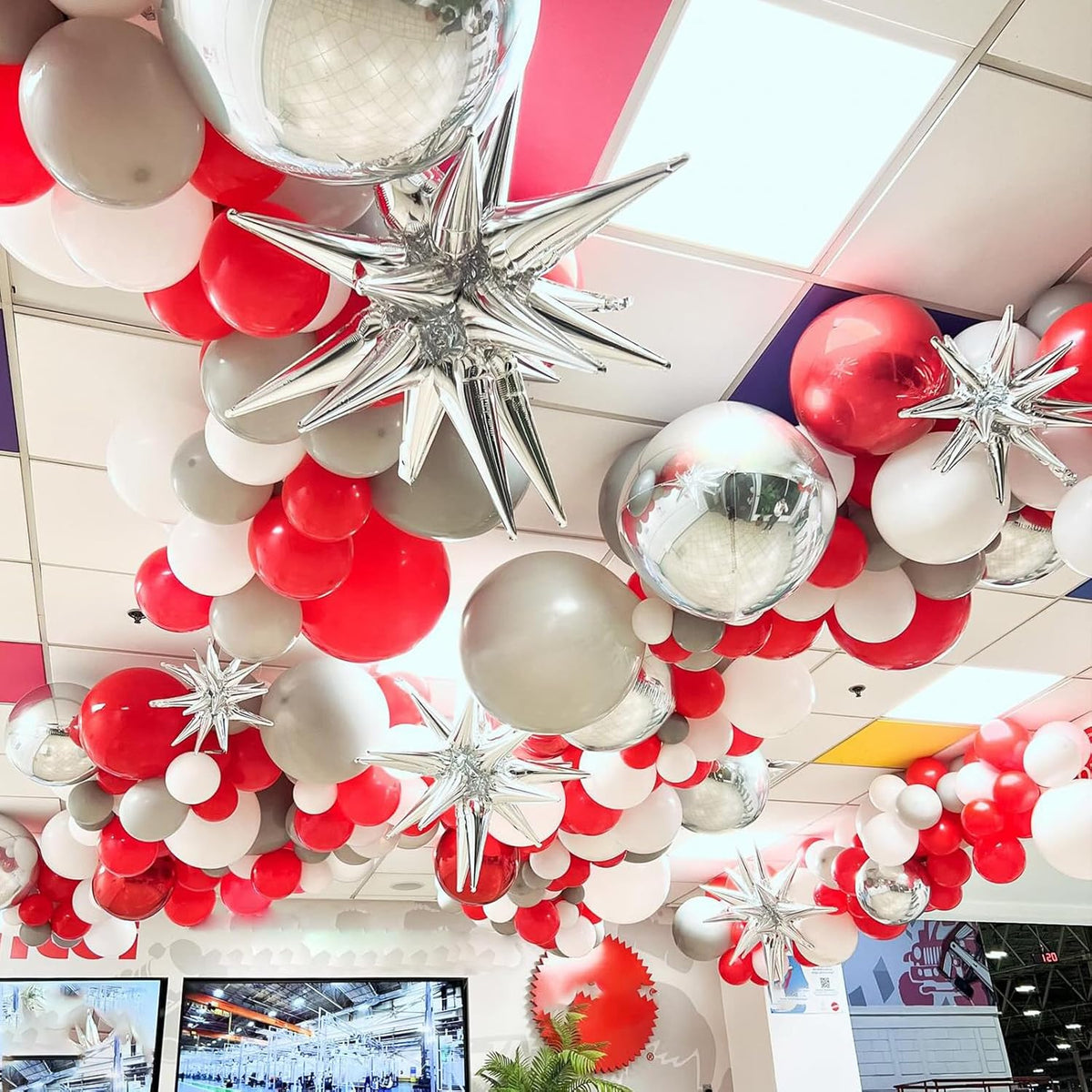 6Pcs Silver Foil Balloons,22Inch Silver 4D Round Ball Balloon and Explosion Star Balloon for