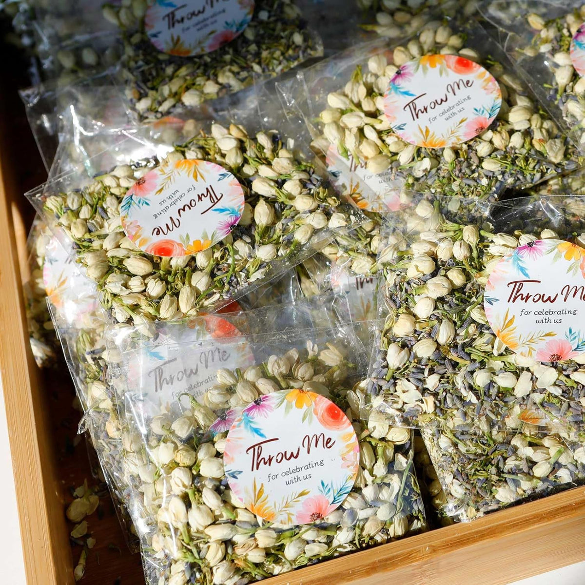 Oning 50 Pack Biodegradable Real Flower Petals Confetti, Wedding Flower Confetti with Jasmine &