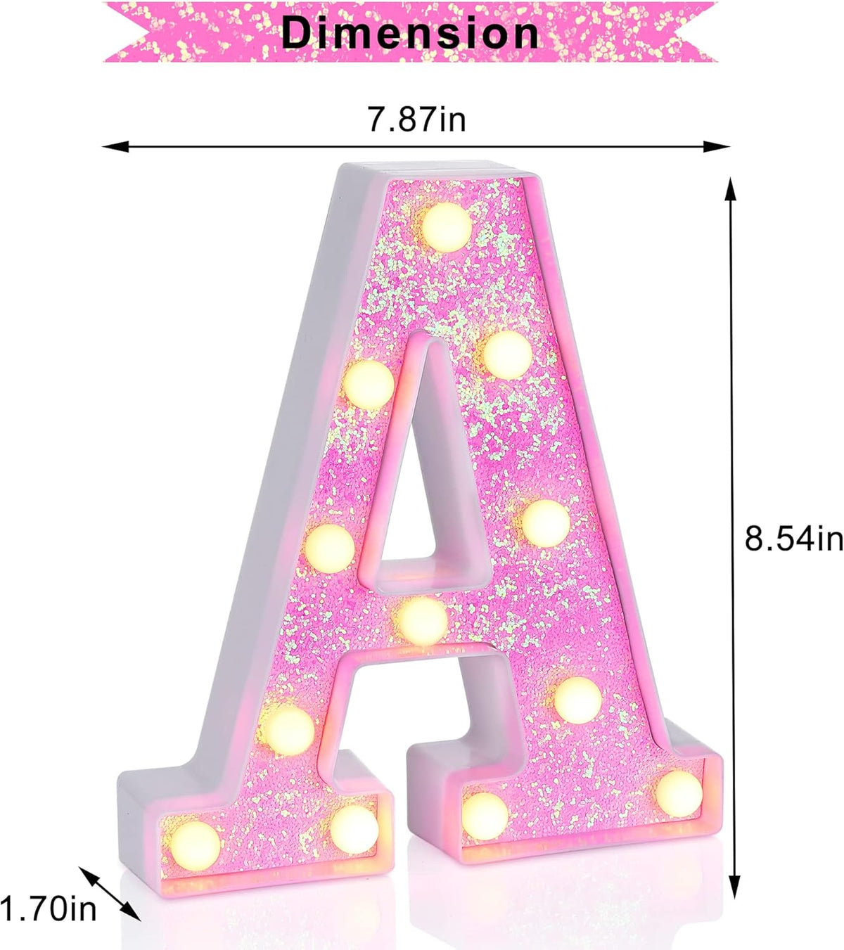 Foaky Pink Light up Letters，Pink Party Decorations,Girls Room Decor,Glitter Light Up