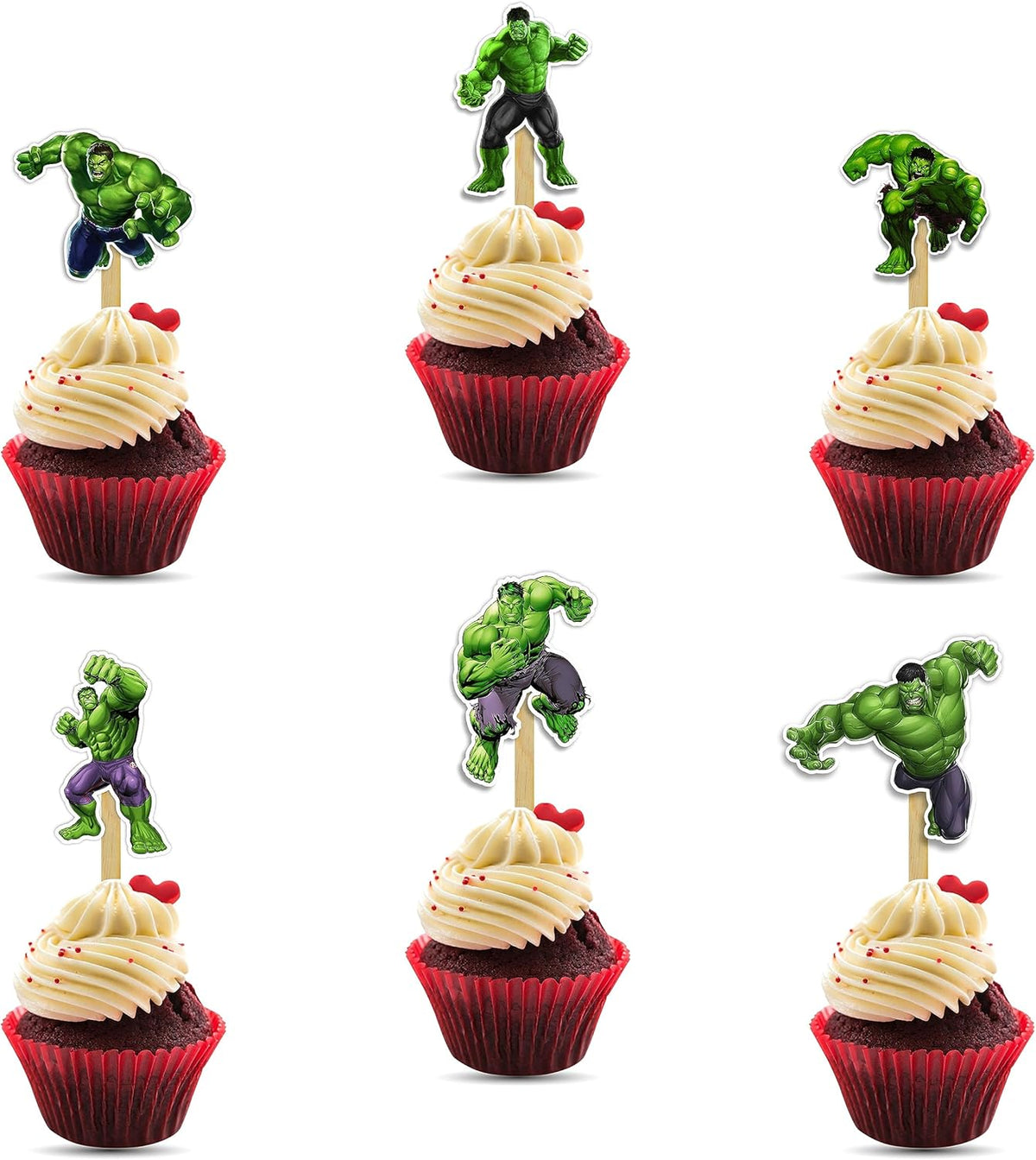 "Hlk Cupcake Topper – Superhero Theme Birthday Party Decoration – Cartoon Character Cupcake Picks