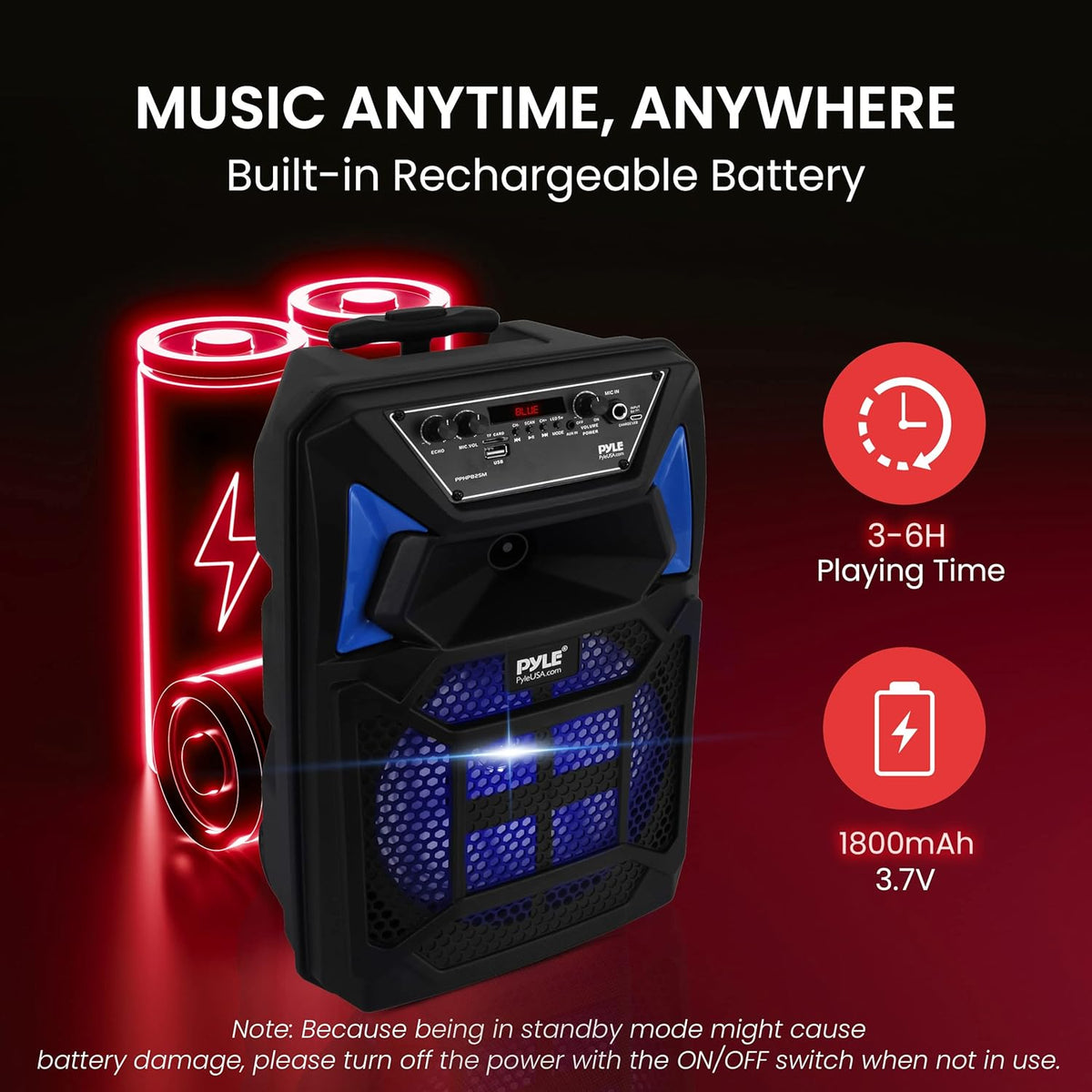 Pyle Bluetooth PA Speaker & Microphone System - Portable Karaoke Speaker with Wired Mic, Built-in
