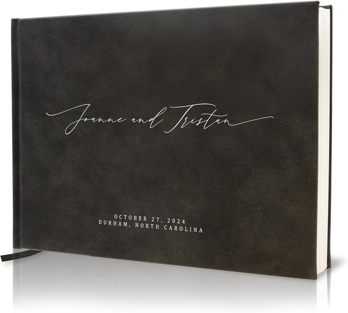 MUUJEE Personalized Guestbook in Charcoal - Premium Custom Modern Guest Book for Wedding Reception