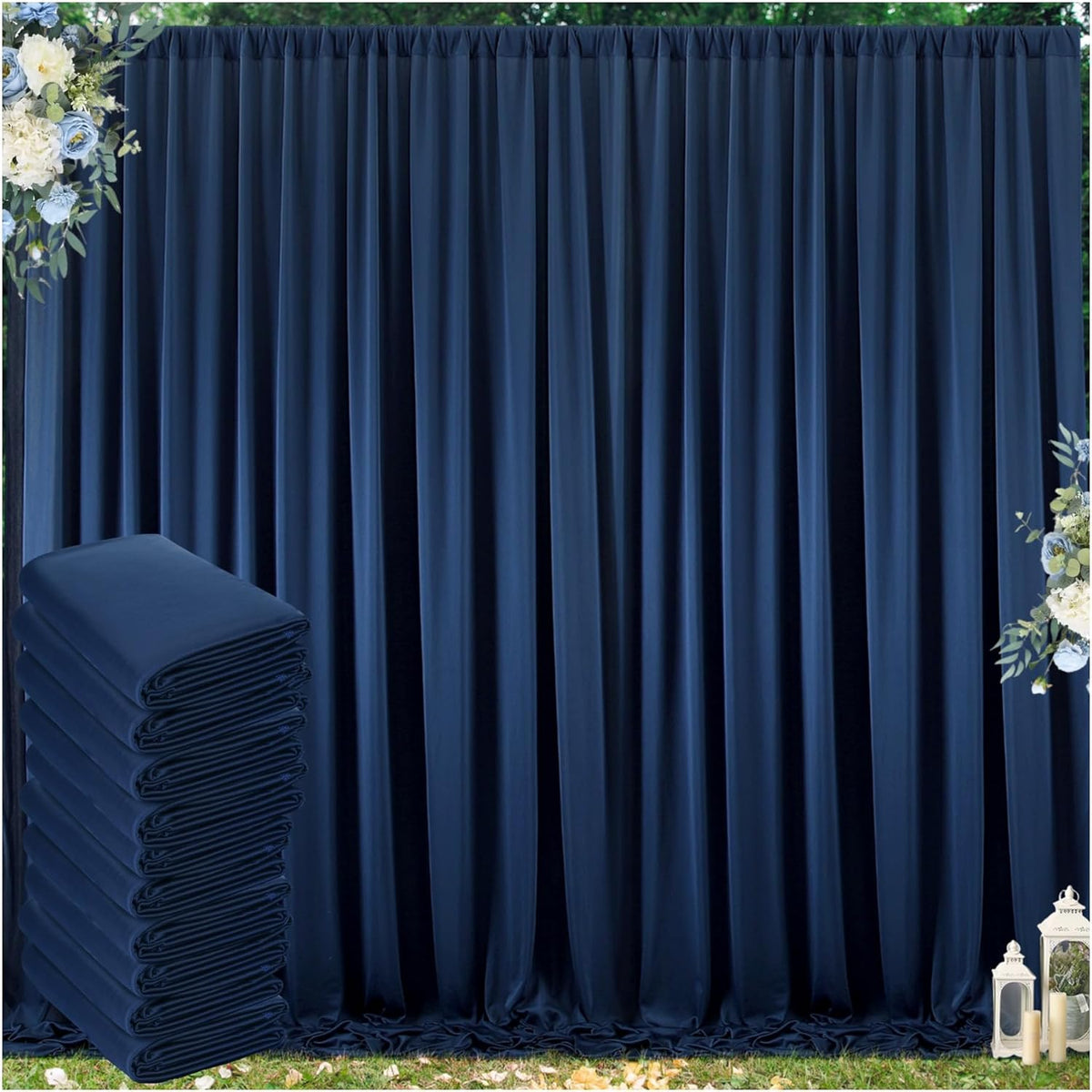 50 ft x 10 ft Wrinkle Free Navy Blue Backdrop Curtain for Parties,Polyester Photo Backdrop Drapes