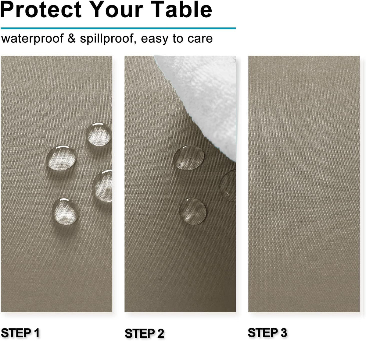 Hiasan Taupe Rectangle Tablecloth - Waterproof and Spillproof Washable Fabric Table Cloth for