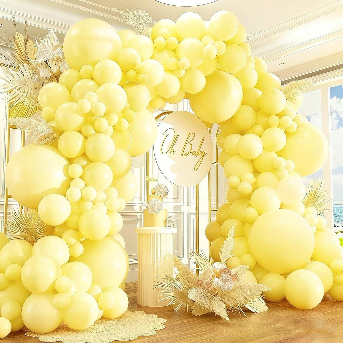 412pcs Pastel Yellow Balloon Garland Arch Kit 18 12 10 5 Inch Different Sizes Light Yellow Latex
