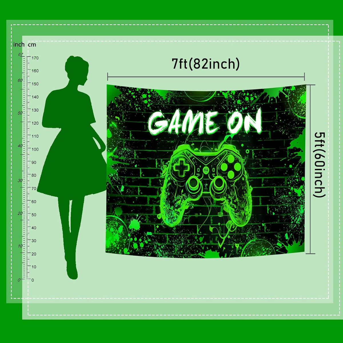 Mocsicka Game On Backdrop Video Game for Boys Level Up Birthday Party Decoration Game Night Arcade