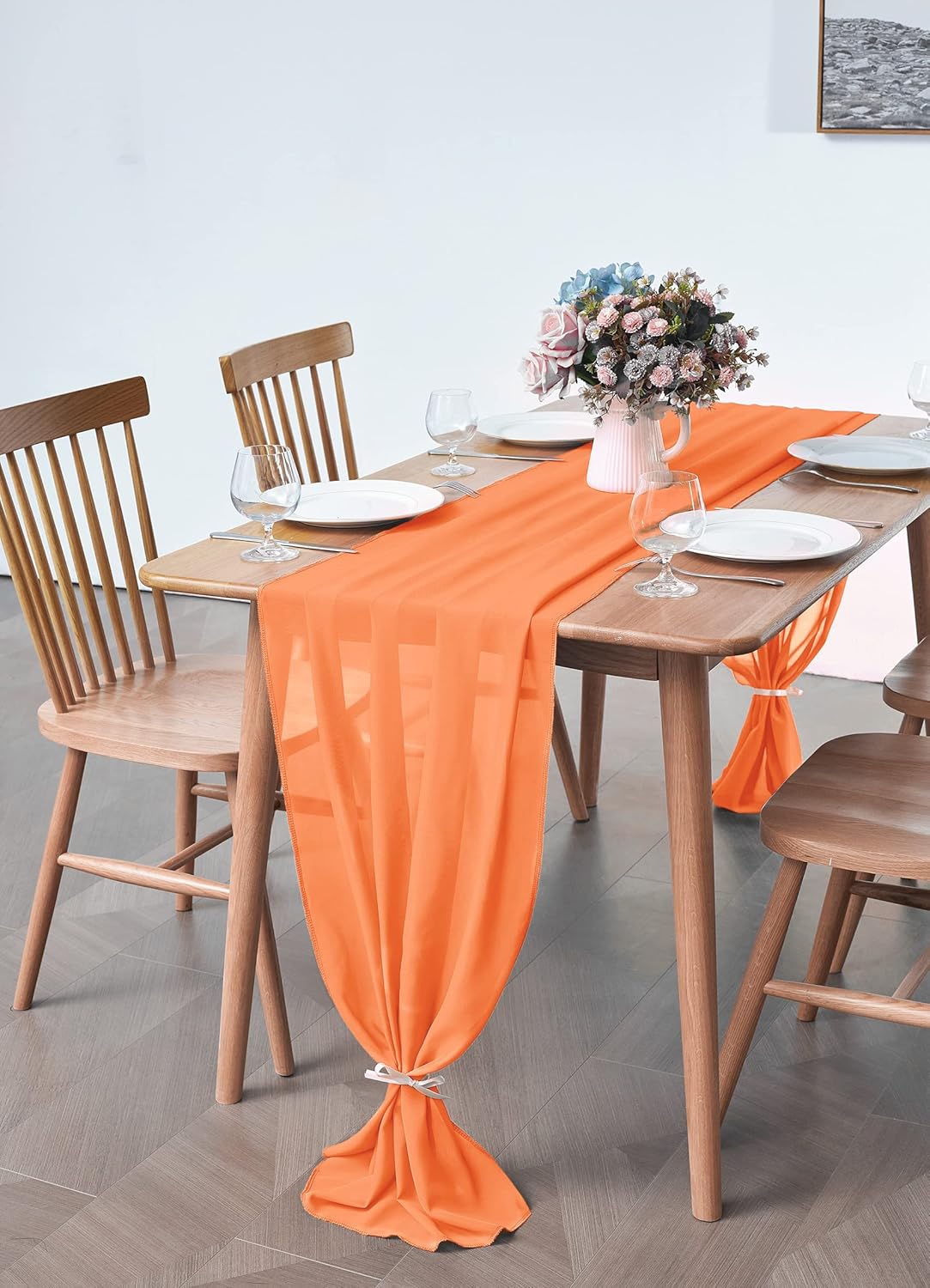 2 Pack 10Ft Chiffon Orange Table Runner Sheer 29x120 Inch for Romantic Wedding Decor Bridal & Baby