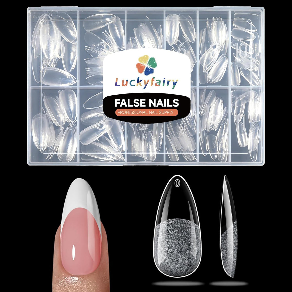 Medium Almond Nail Tips, 360pcs Soft Gel Pre-Shaped Acrylic Fake Nails, Half Matte Full Cover Clear