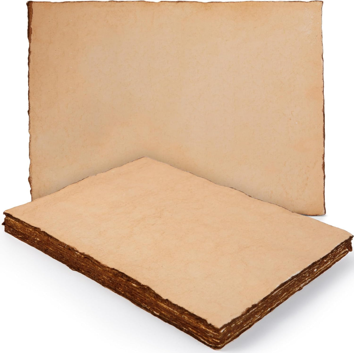 Wanderings Handmade Deckled Edge Vintage Paper - 10"x12" - Thick 300 GSM - Pack of 25 - Watercolor