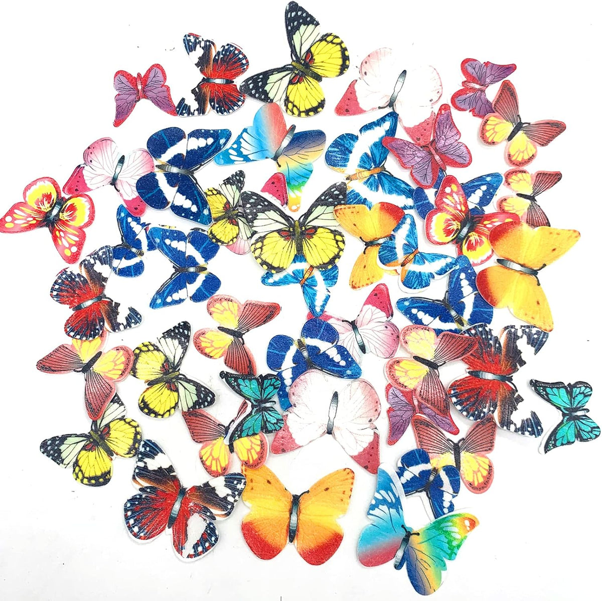 48Pcs Edible Cake Butterfly Decoration Cake Toppers Birthday Party Cupcake Toppers Mixed Size &