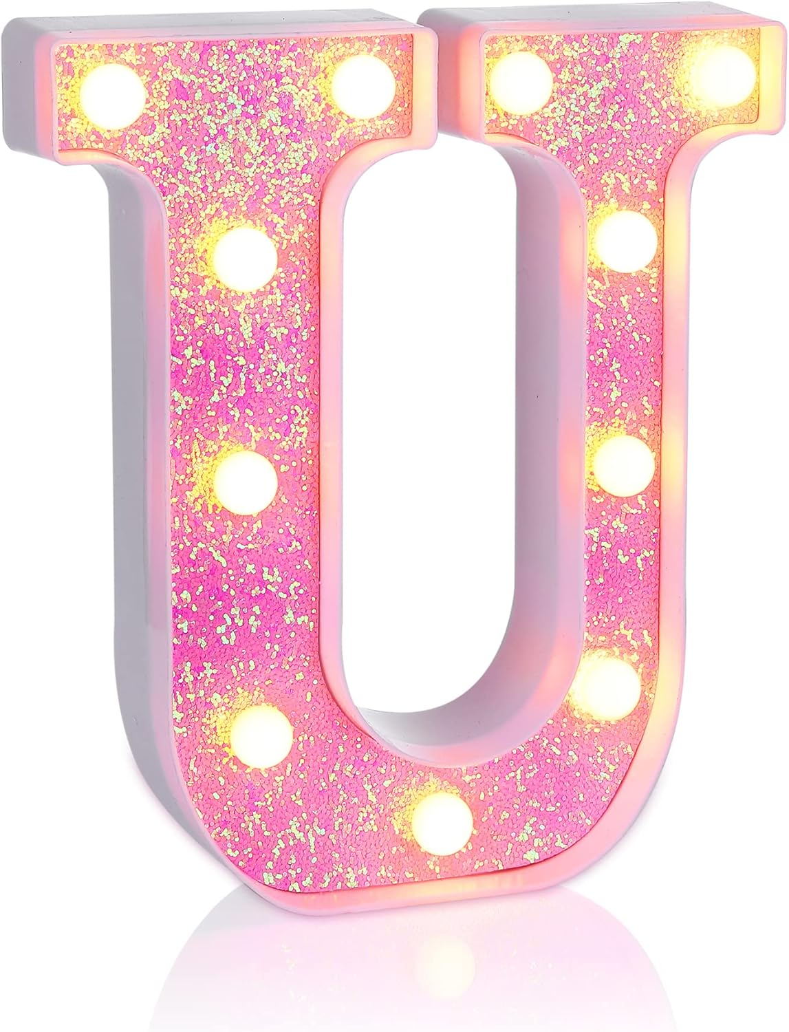 Foaky Pink Light up Letters，Pink Party Decorations,Girls Room Decor,Glitter Light Up
