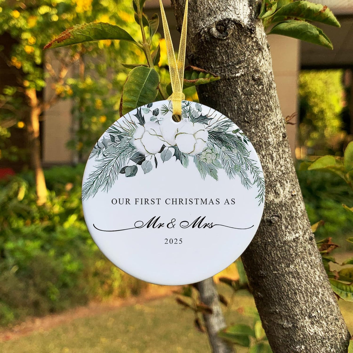 2025 First Christmas Married Ornament,First Year as Mr and Mrs Christmas Hanging Ornament Wedding