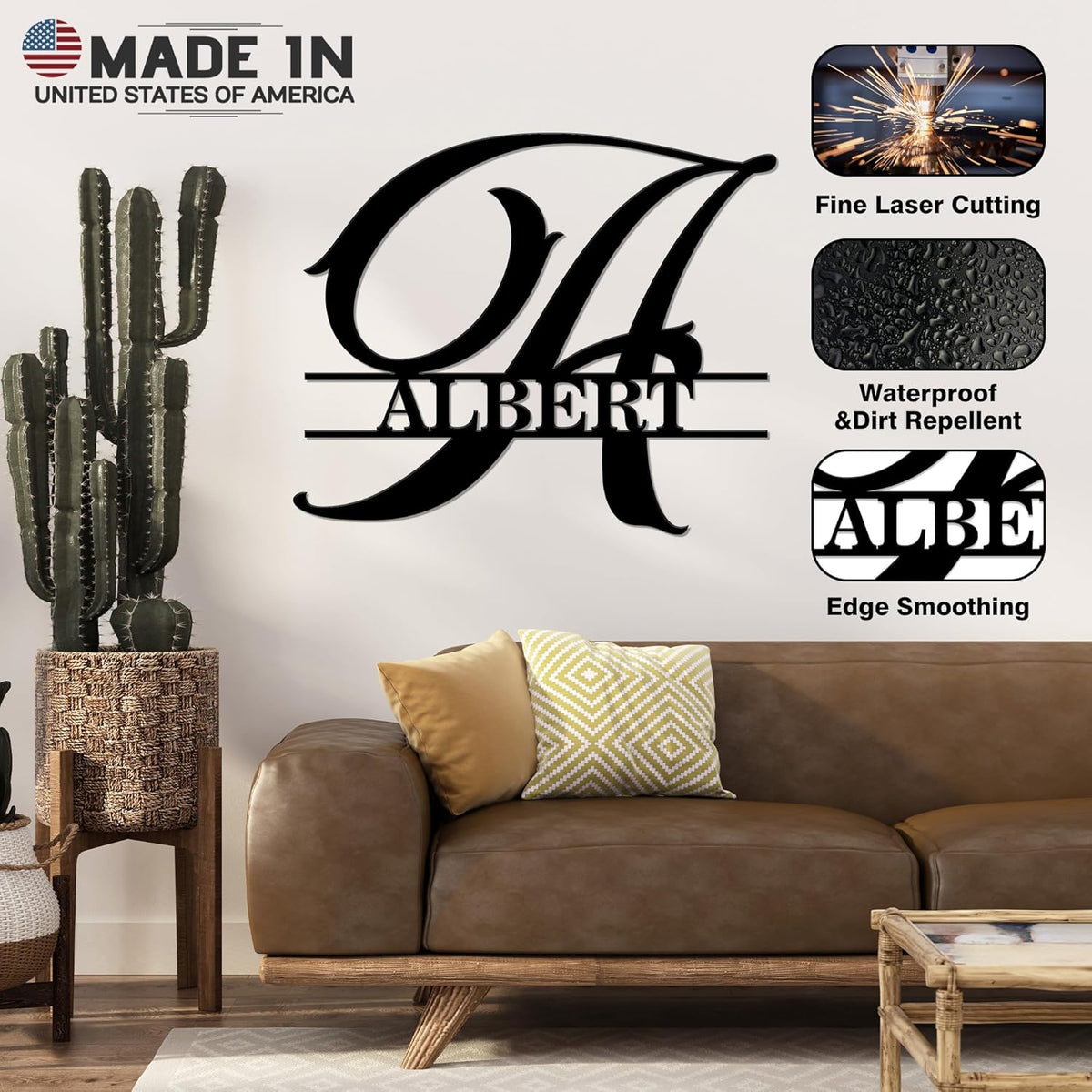 Custom Signs Outdoor Metal, Personalized Name Sign, Family Last Name Sign Home Decor, Initial