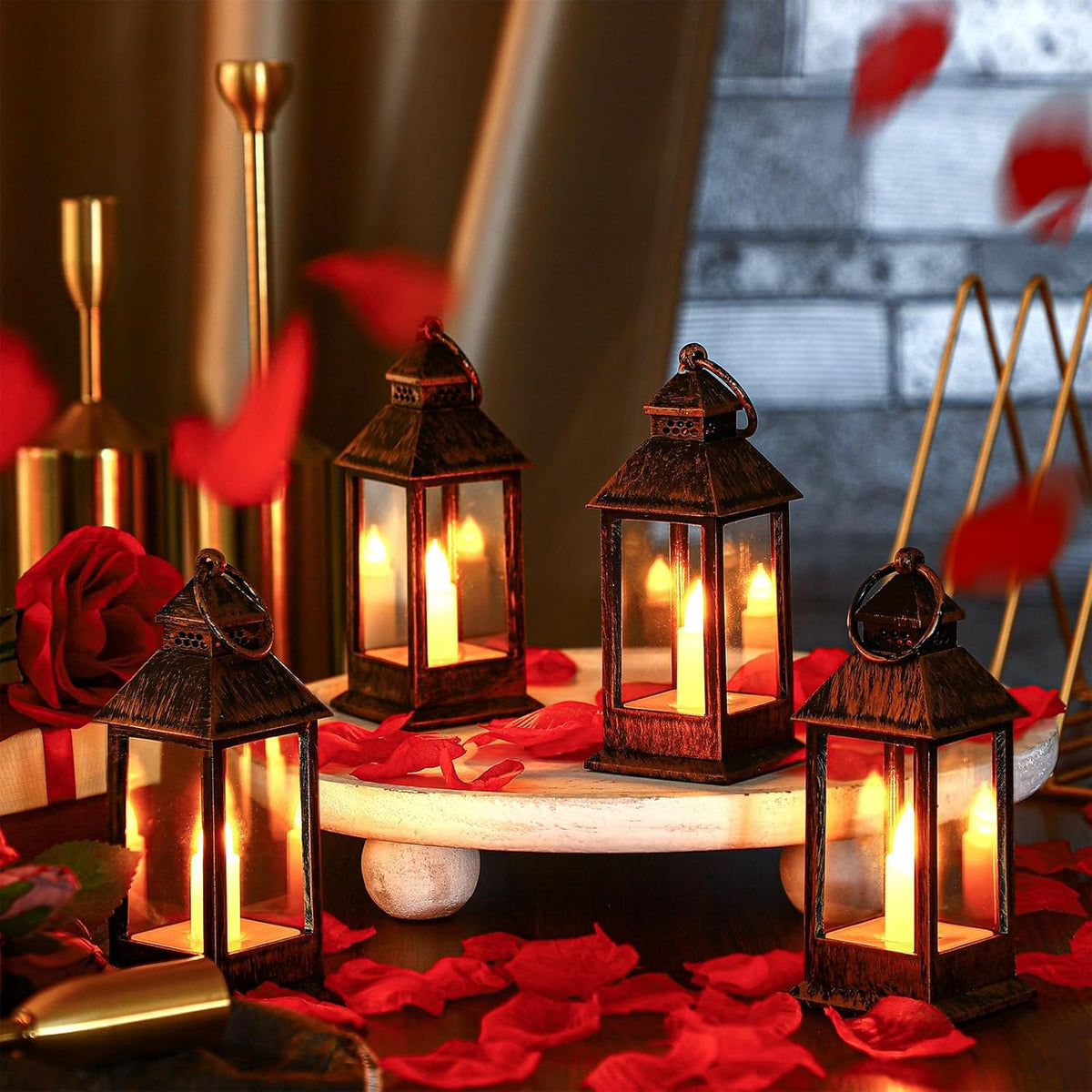 Hoolerry 24 Set Halloween Mini Lanterns with LED Candles 5.5'' Decorative Hanging Small Vintage