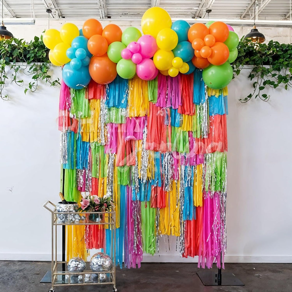 Hawaii Balloons Set, Pack of 60 12 Inch Hot Pink Orange Blue Light Green Yellow Neon Rainbow Latex