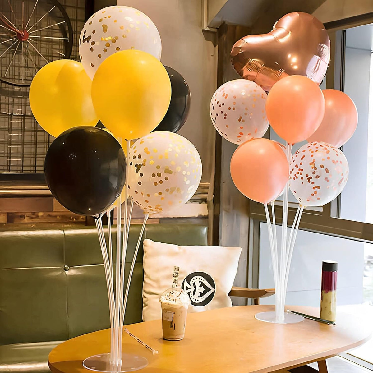 JOYYPOP 6 Sets Balloon Stand Kit, Balloon Sticks with Base Birthday Graduation Party Decorations