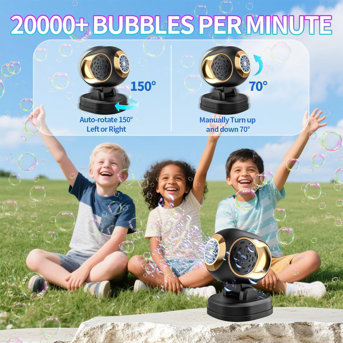 BOMOCO Bubble Machine Battery Operated Durable Bubble Blower Machine Automatic Bubble Machines for