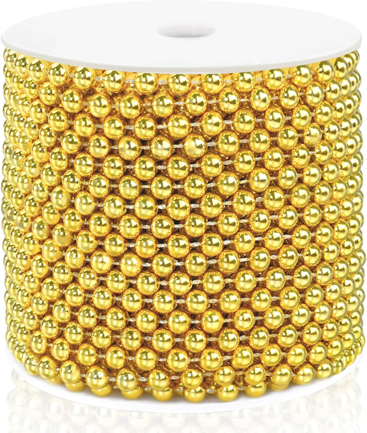 Craft String Pearls 6MM Pearl Bead, 66 Feet Gold Faux Pearl Garland Spool Roll Strand Wedding Party
