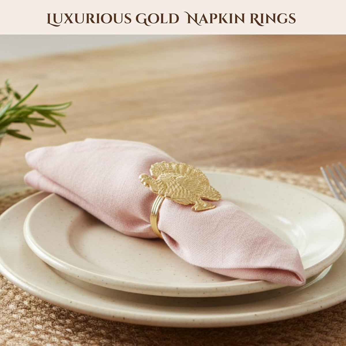 Set of 12 Turkey Napkin Rings for Thanksgiving Table Decor | Premium Metal Dinnerware Holders |
