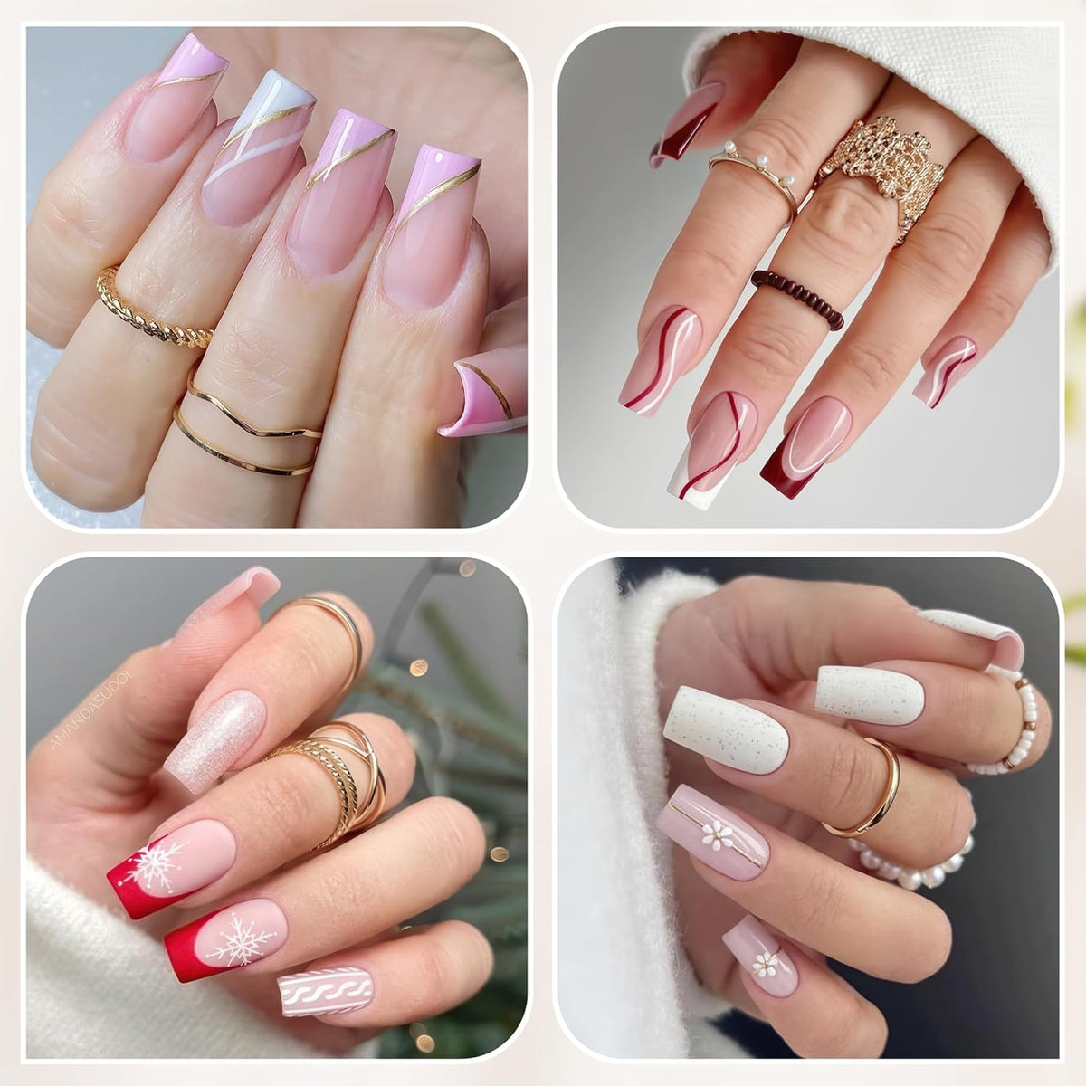 UNA GELLA Medium Square Gel Nail Tips 504pcs Full Matte Square Gel Tips Half Cover Clear False