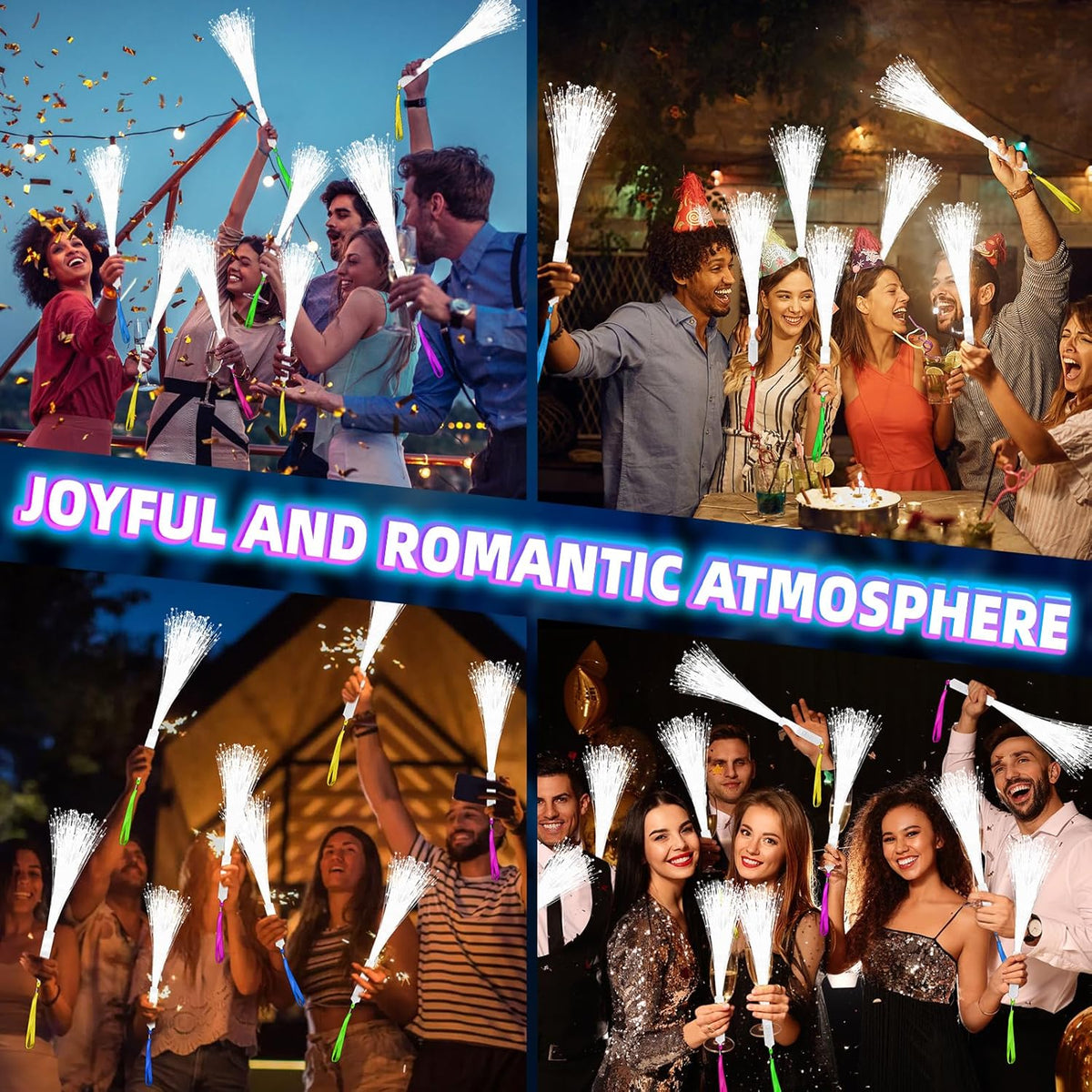 150 PCS White Fiber Optic Sticks, Glow Wands & Light Up Wands for Kids, Fiber Optic Wand with 3