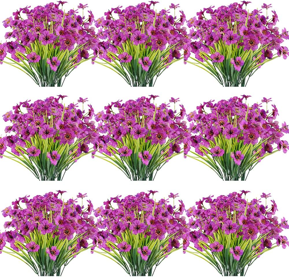 30 Bundles Artificial Flowers Outdoor UV Resistant Fake Flowers No Fade Faux Plastic Plants Garden