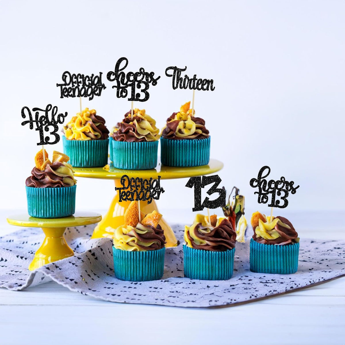 30Pcs 14th Birthday Cupcake Toppers Hello 14 Cupcake Picks Fourteen Cheers to 14 Years Old Cake